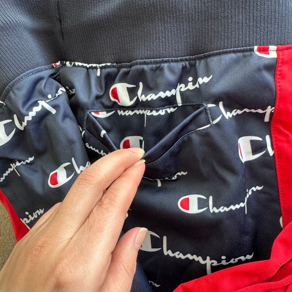 Champion Navy Joggers with Red Accents, Use good condition. No stretchy fabric - Picture 5 of 9